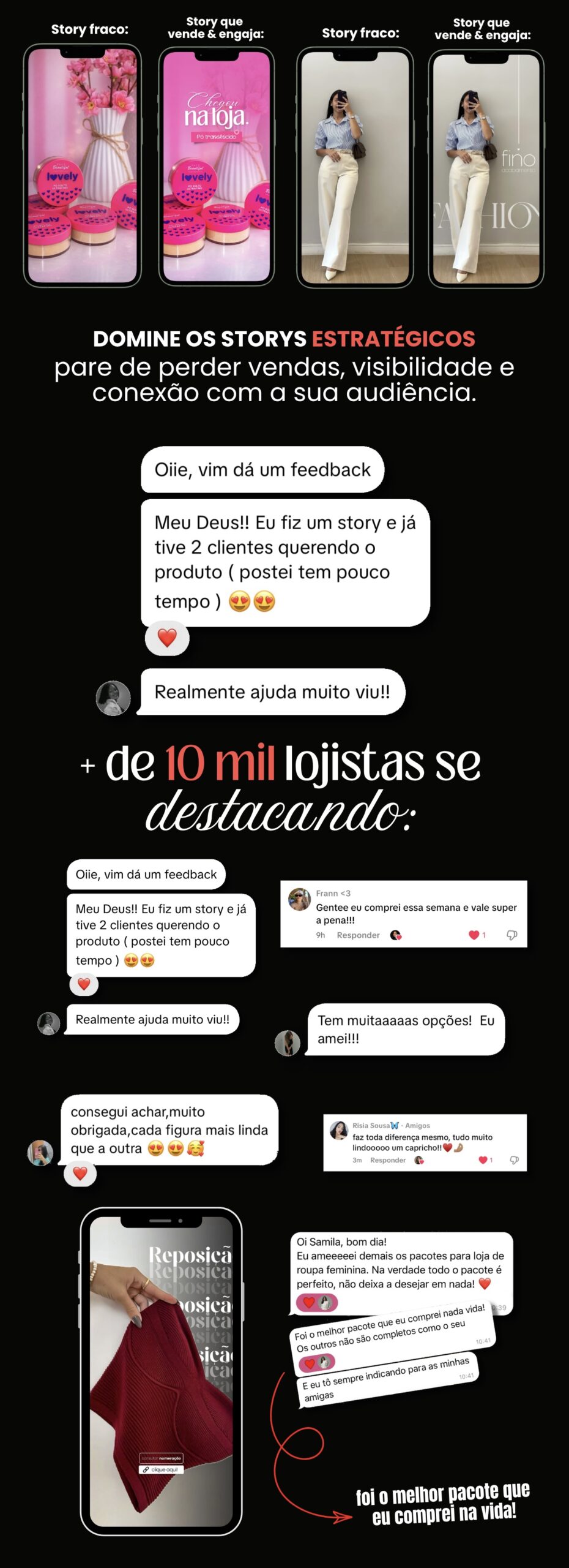 Comparação entre stories sem e com as figurinhas Adesiva Pro
